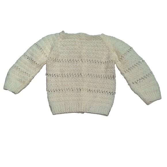 Handmade 0–3M Vintage Baby Cardigan Sweater Cream Knit Button Front Classic Chic - Picture 4 of 6